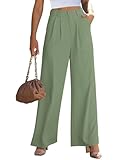 GRAPENT Women's High Waisted Wide Leg Trousers - Green Sage Dress Pants Size 12/14