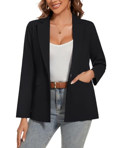 MINTLIMIT Womens Cotton Linen Blazer Long Sleeve Casual Work Office Lightweight Lapel Button Blazers Jacket with Pockets3