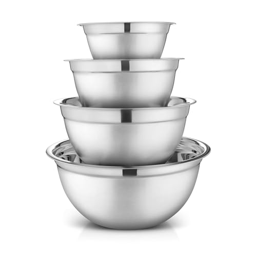 Image of Shiyon Stainless Steel Mixing Bowls Set Without Lid-Silver (4 Bowl Set)