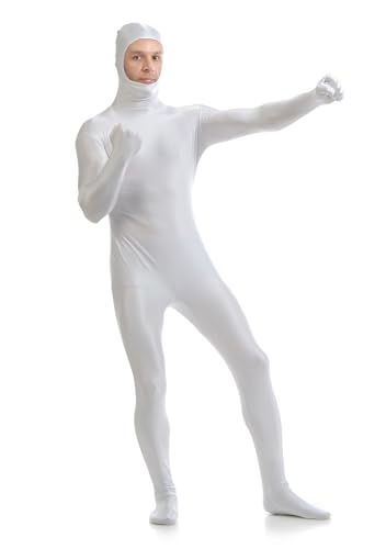 Image of ATHX Men's and Women's Spandex Open Face Bodysuit Costume Adult Stretchy Halloween Cosplay Body Suit Zentai Suit Outfits