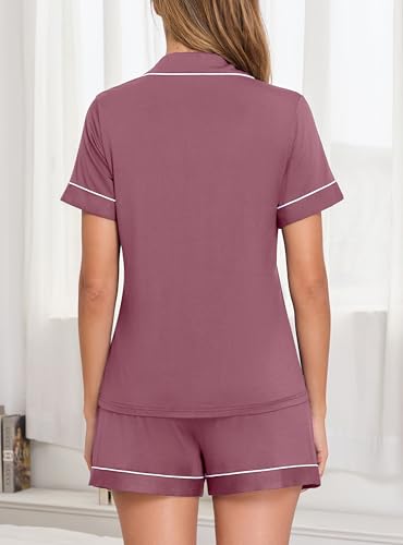 Image of Veseacky Womens Pajamas Set Short Sleeve Sleepwear Button Down Pjs Comfy 2 Pieces Soft Lounge Set S-XXL