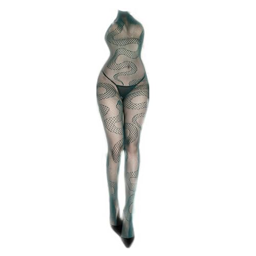 PPX Snake Tights Snake Bodycon Jumpsuit Sexy High Waist Fishnet Tights Stretchy Fishnet Stockings (US Alpha One Size Regular Regular Green Bodycon Jumpsuit)