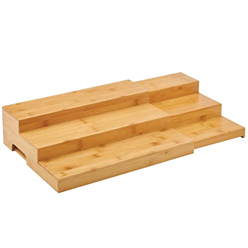 Mdesign Bamboo Adjustable, Expandable Spice Rack Organizer With 3 Levels Storage For Kitchen Cabinet, Countertop, Pantry Shelf - Holds Spice Jars - Echo Collection - Natural #TOP7