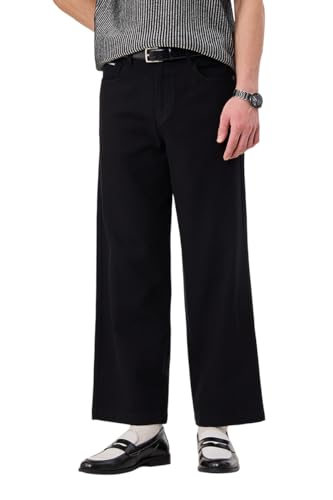 Image of SNITCH Men Casual Wear Trousers| Regular Fit Mid Rise Solid Wide-Leg Pants | 100% Linen Breathable & Lightweight Fabric for Summer, Office & Outings