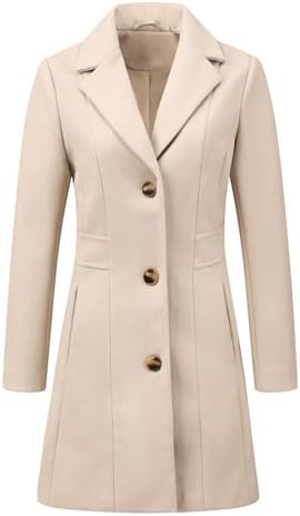 Allegra K Women's Winter Pea Coat 2026 Fall Single Breasted Long ...