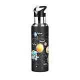 Kcldeci Solar System Galaxy Sports Water Bottle 20 Oz Straw Lid Leak Proof Vacuum Insulated Stainless Steel Water Bottles Hot Cold Double Walled Thermo Mug Tumbler Travel Cup