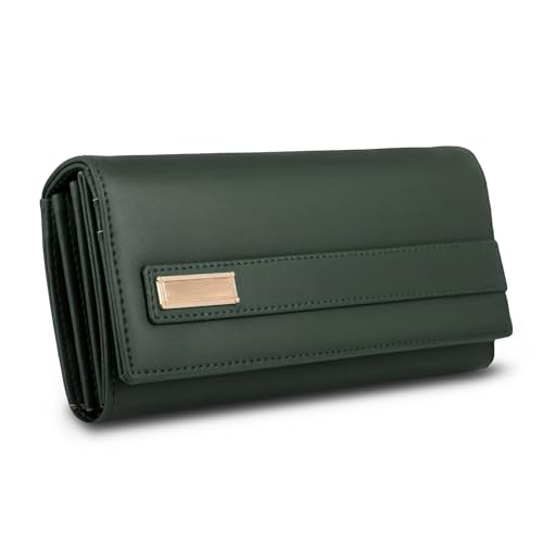 Image of ALSU Women's Hand Wallet Purse Clutch | Phone Pocket | Coin Compartment | Credit Card Slots| Zipper Pocket| Office use| Casual use| Faux Leather (Green)