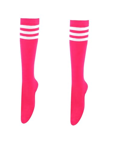 Image of Athletic Knee High Socks Stripe Running Baseball Thigh High Stockings Outdoor Sport Tube Socks