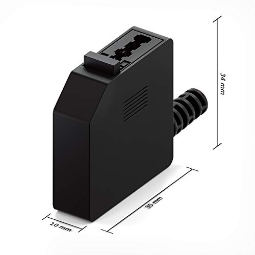deleyCON 0,2m Telefon Adapter RJ11 Stecker 6P4C auf TAE-F Buchse Flachkabel Telefonadapter Adapterkabel Telefon Router Schwarz