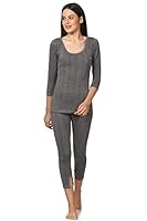 Alfa Premium Quilted Women Cotton Thermal Top and Lower Set (110 cm, Charcoal Melange Grey) | Slim Fit Winter Inner wear Winter wear