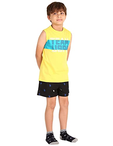 Image of U.S. Polo ASSN. Boy's Round Neck Regular Fit Brand Print Ikeb Muscle Tank - Pack of 1