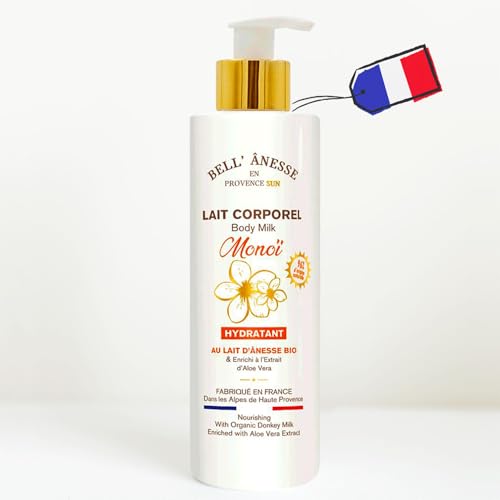 Leche corporal Monoi con leche fresca de burra orgánica + Aloe Vera. Fabricación francesa. Todo tipo de piel. Botella bomba 250 ml