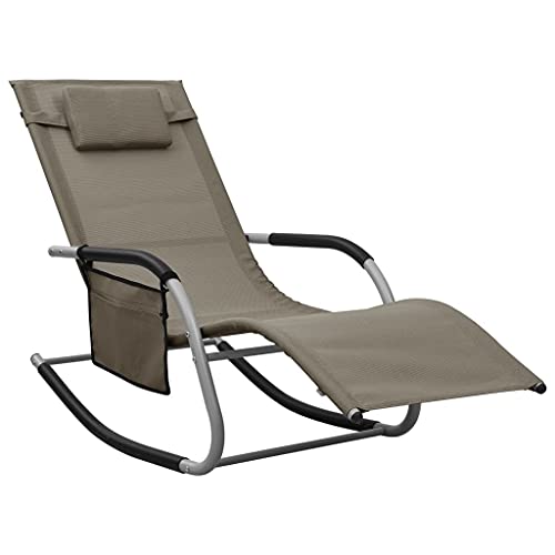 Générique Chaise Longue textilène Taupe et Gris,Meubles,Mobilier de Jardin,Sièges de Jardin,Bains de Soleil,Taupe,11.3 KG,310507
