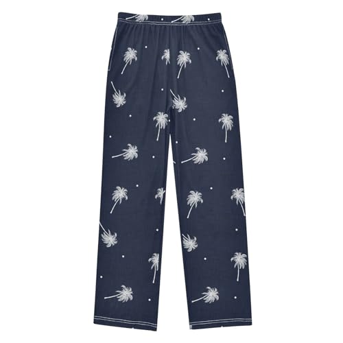 ZZKKO White Palm Trees Polka Dot Boys Pants for Kids Jogger Pants with Pockets S-XL