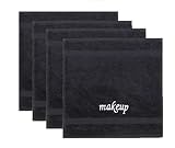 Chakir Turkish Linens | Hotel & Spa Quality 100% Cotton Premium Turkish Towels | Soft & Absorbent (4-Piece Washcloths, Black - Makeup Embroidered)