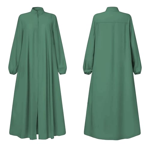 Image of Womens Abaya Muslim Long Sleeve Front Zipper Dress Prayer Islamic Clothes with Pockets