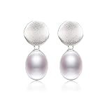 Pendientes de mujer Pendientes redondos de plata de ley 925 con perlas naturales esmeriladas redondas para mujer