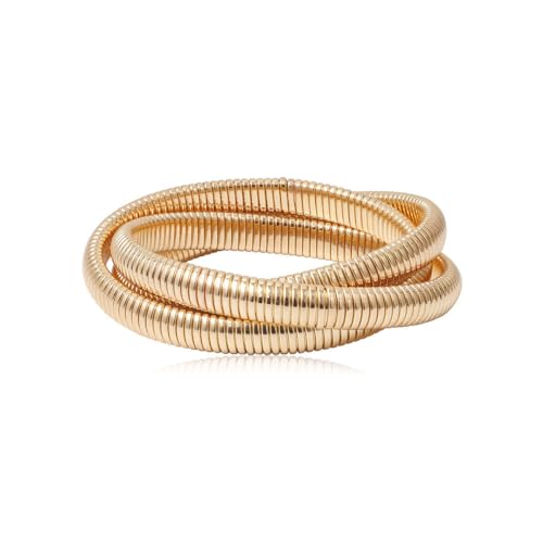 Chunky Bangle Bracelets Coil Stackable Snake Chain Bracelet Interlocking Layered Wrap Bangle Bracelets