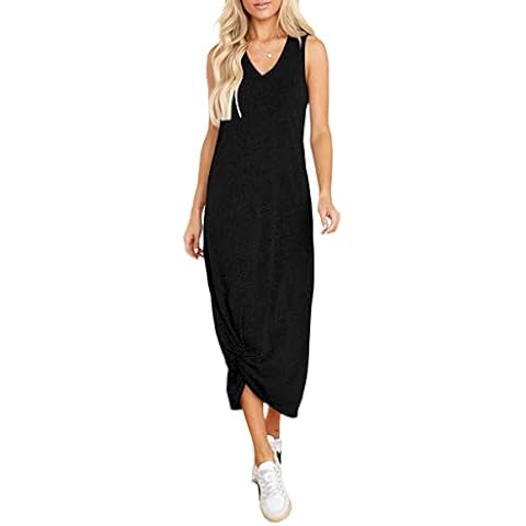Dyexces Vestidos para mujer, cuello en V, sin mangas Cover