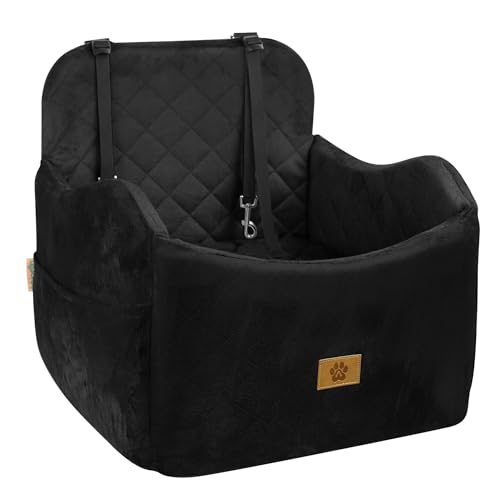 Ishineon Dog Car Seat for Small/Medium Dogs, Detachable Washable Dog Booster Car Seat Under 35lbs, High-Support Memory Foam,Travel Bed with Storage Pockets