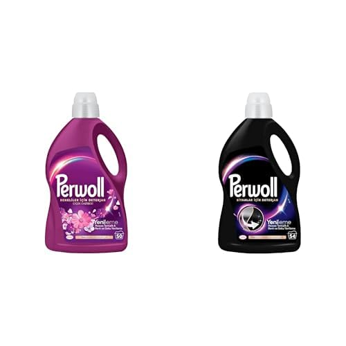 Perwoll Hassas Sıvı Çamaşır Deterjanı Yenileme & Çiçek Cazibesi 2.75L (50 Yıkama) ve Perwoll Yenileme Siyahlar için Sıvı Deterjan 54 Yıkama 2.97 Lt