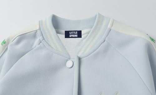 LittleSpring Girls Baseball Jackets with Snap Long Sleeve Cherry Printing Varsity Jacket3