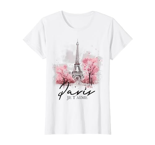 Paris Je t'aime Tour Eiffel Rose France Souvenirs de Paris T-Shirt