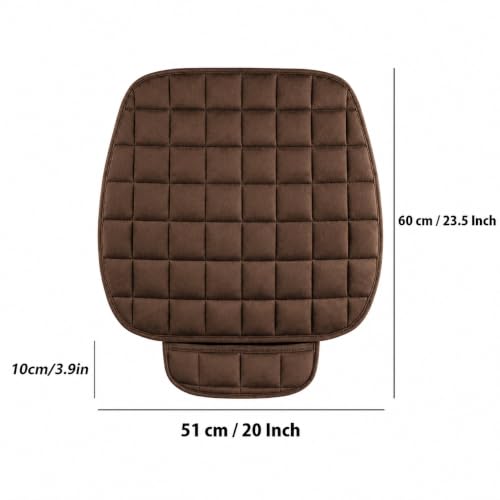 Image of Premium Breathable Car Seat Cover Cushion Universal Fit Velvet Seat Protector with Storage Pocket for Sedan, SUV, Truck & Office Chair Soft & Driving Comfort Pad 60x50 cm (1Pc) (Brown)