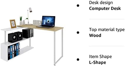 WOLTU Computer Office Desk Wood L-Shaped Corner Desk with Shelves Foldable Computer Workstation PC Gaming Desk Study Writing Desk Light Oak Computer Table Home Office TS65hei