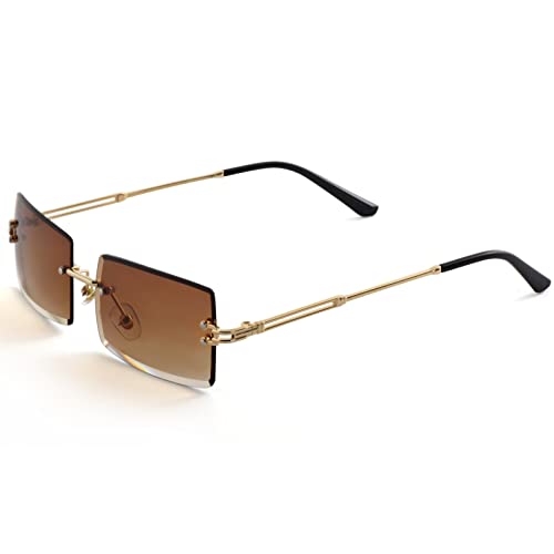 Image of Kursan Frameless Rectangle Sunglasses for Men Women Small Rimless Sun Glasses Shades UV400 Protection