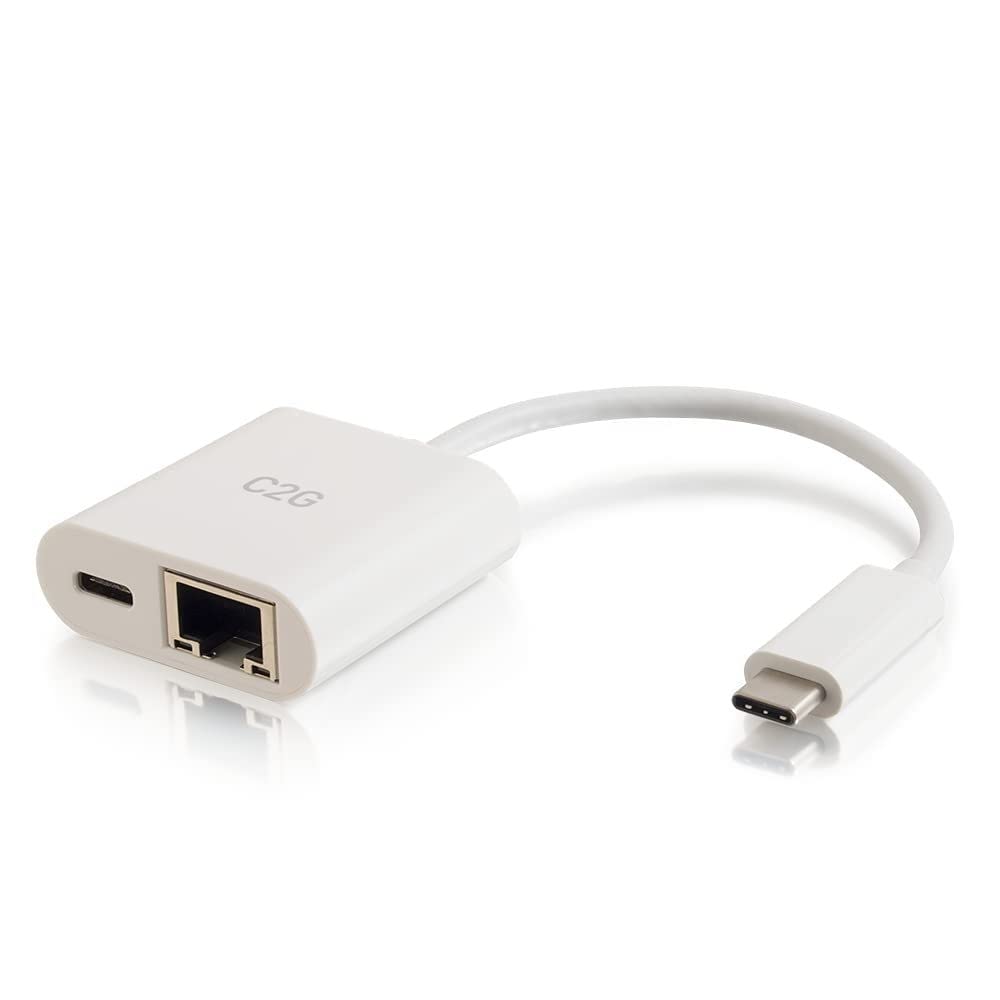 C2G Adaptateur USB-C vers Ethernet avec alimentation Delivery - Blanc - Adaptateur réseau - USB-C - Gigabit Ethernet x 1 - Blanc