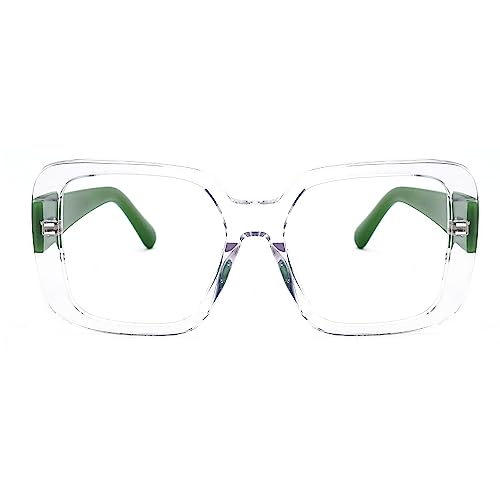 Image of Zeelool Oversized Square Glasses Frame for Women Men with Non-prescription Clear Lens JGA962156