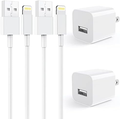 iPhone Charger, [Apple MFi Certified] 2Pack 6FT Lightning Cable Fast Charging Cord with 2Pack USB Plug Wall Charger Block Adapter for iPhone 13 Pro Max/12/12Pro/11/XS/XR/X/8/7/6/6S Plus/SE/5S/5C, iPad