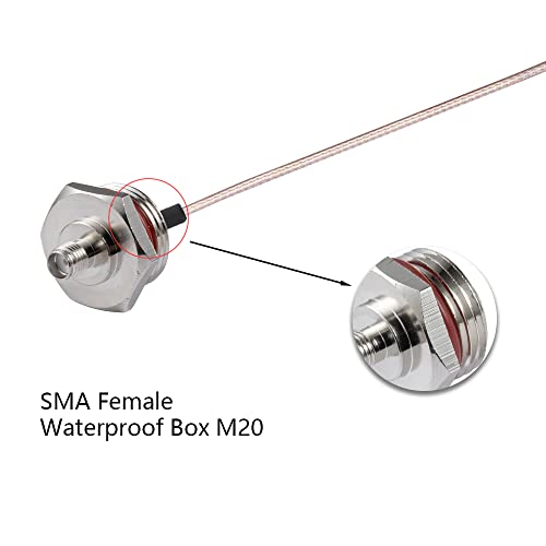 Vecys 2PCS SMA Cable SMA Male to Female Waterproof Box M20 6" /15CM RG316 RF Low Loss Coaxial Cable for Router Antenna Signal Enhancer Wireless Adapter - Image 2