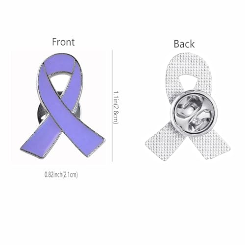 Image of Awareness Enamel Lapel Pin - Nickel and Gold Plated Ribbon Pin - Prevention and Awareness Ribbon - Jewelry Brooch Pin with Secure Clutch Back
