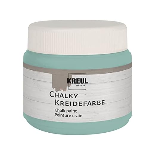 KREUL Chalky 75326 - Pintura a la tiza, color verde menta hielo en lata de plástico de 150 ml, suave, color mate, cobertura cremosa, secado rápido, para efectos en aspecto desgastado