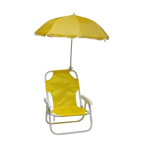 Sedia a sdraio con ombrellone per bambini sediolina richiudibile relax da mare spiaggia piscina (GIALLA)