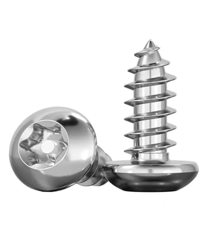 CVAADV Tornillo Torx autorroscante de seis lóbulos de cabeza redonda de acero inoxidable 304 con madera de seguridad de Pin(25mm,M6 (10Pcs))