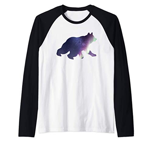 Oso Polar de Alaska con Vía Láctea Camiseta Manga Raglan