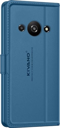 Image of KIVANO LUXE Compatible for Poco C61 / Redmi A3 / Redmi A3X Luxury Handmade Leather Magnetic Flip Folio Case | Card Holder & Kickstand | Slim Protective Cover | Unisex - Blue