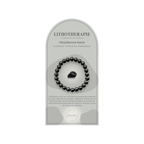 Yvelise Bracelet Obsidienne noire 8mm AAA pour femme homme élastique - Pierres Naturelles de Lithothérapie - Cadeau de noel - 37