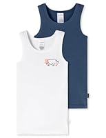 Schiesser Jungen 2 Pack Unterhemd Feinripp Bio Baumwolle Multipack - 100% Organic Cotton - Größe 92 bis 140