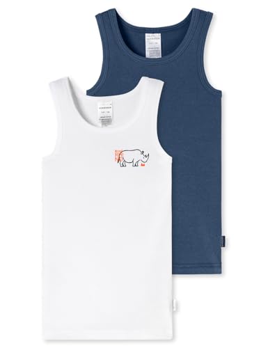Schiesser Jungen 2 Pack Unterhemd Feinripp Bio Baumwolle Multipack - 100% Organic Cotton - Größe 92 bis 140