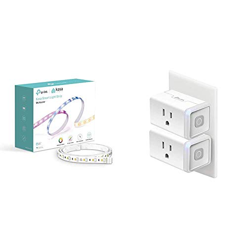 TP-Link Kasa Smart LED Strip Lights Multicolor WiFi & Kasa Smart Plug, WiFi Outlet Works with Alexa, Echo and Google Home, No Hub Required, Remote Control, 12 Amp, UL Certified, 2-Pack (HS103P2)