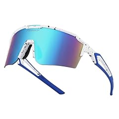 White Frame Blue Mirror Lens