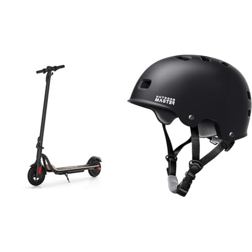 MEGAWHEELS Electric Scooter 15.5MPH 17Miles 3 Gears 8'' Tires Foldable 265lbs Load + OutdoorMaster Skateboard Cycling Helmet Multi-Sport Youth & Adults