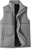 XinYangNi Men's Warmth Puffer Casual Stand Collar Padded Vest Outerwae Grey Large