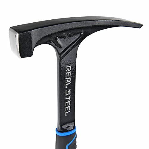 Real Steel Martelo Ultra Rock Pick 590 ml One piece Steel Chipping Brick Hammer com cabo de borracha