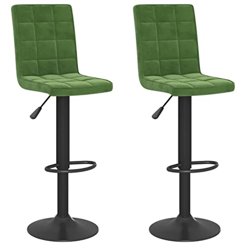Tabourets de bar réglables hauteur assise velours vert et acier - 2