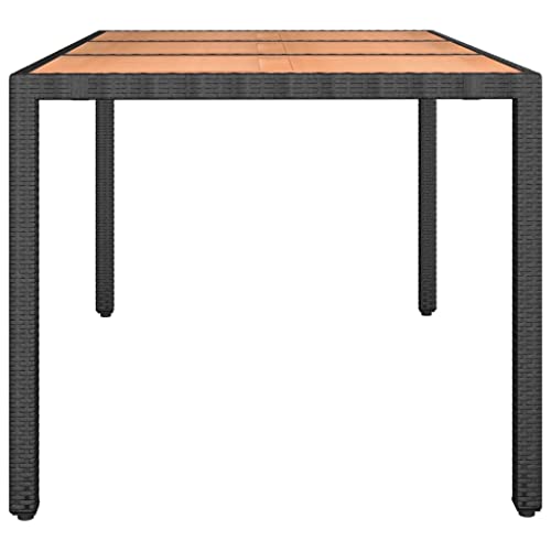 Mesa de jardín resistente a la intemperie de madera y ratán 150x90cm 5